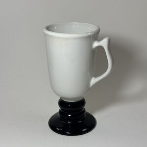 Hall China 1272 Pedestal Coffee Mug White Black Base